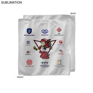 White Microfiber Dri-Lite Terry Sponsorship Rally Towel, 12x12, Sublimated Full Color Logos