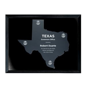 Frosted Acrylic TX State Cutout on Black Plaque