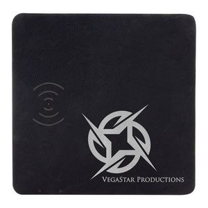 Black/Silver Leatherette Phone Charging Mat