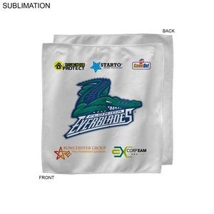 White Microfiber Dri-Lite Terry Sponsorship Rally Towel, 15x15, Sublimated Full color Logos