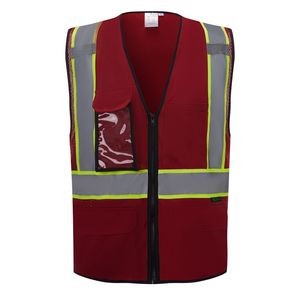 3C Products Non-ANSI, Red Safety Vest with Multi Pockets