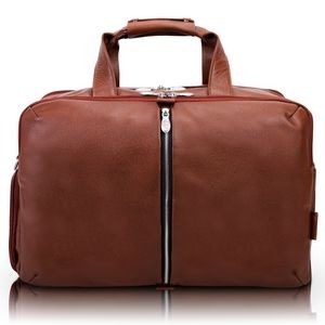 AVONDALE | Brown Leather Triple-Compartment Carry-All Travel & Laptop Duffel | McKleinUSA