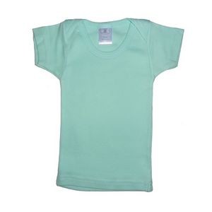 Rib Knit Short Sleeve Aqua Blue Lap T-Shirt