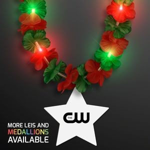 Christmas Hawaiian LED lei with Star Medallion - Domestic Print