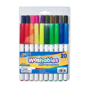 Set of 20 Washable Super Tip Markers - Assorted Colors