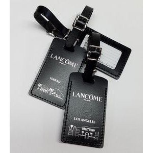 DEBOSSING & HOT STAMPING Genuine leather luggage tag.