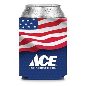 Collapsible Premium Foam American Flag Can Cooler w/ Full Color Sublimation