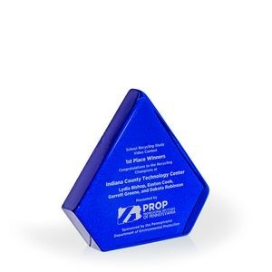Hope Brilliant Cobalt Diamond Recycled Glass Award, 7"