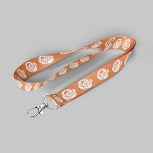1" Light Orange custom lanyard printed with company logo with Lobster Hook attachment 1"