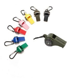 Whistle with compass thermometer and carabiner