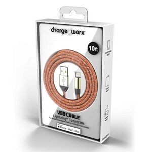 10' Lightning USB Cable - Light Orange (Case of 48)