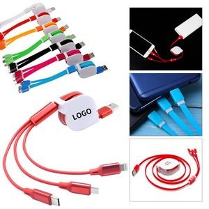 Multi functional 3 In 1 Retractable Charger Cable