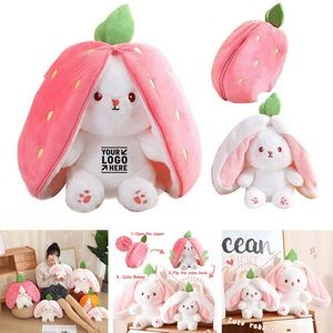 Animal Reversible Cuddle Strawberry Bunny Stuffed Carrot Turns Into Plushies Ears Rabbit Toy