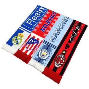 Polyester Soccer Style Fan Scarf With Fringed Ends