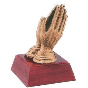 Praying Hands, Antique Gold, Resin Sculpture - 4"