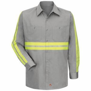 Red Kap® Light Gray Enhanced Visibility Cotton Long Sleeve Work Shirt