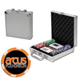 Poker chips set with aluminum chip case - 100 Full Color 6 Stripe chips