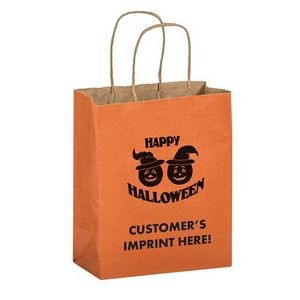 Halloween Stock Design Matte Orange Shopper • Pumpkins - Customized (8"x4 3/4"x10 1/2") - Flexo Ink