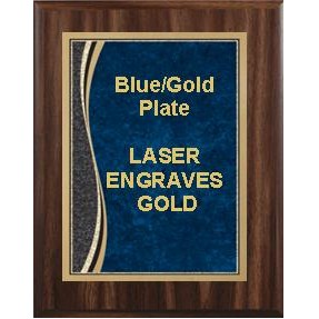 Walnut Plaque 7" x 9" - Blue/Gold 5" x 7" Patina Marble Plate