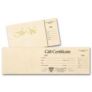 Embossed Gold Foil Gift Certificate with Envelopes