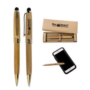 Bamboo Stylus Ballpoint Pen W/ Deluxe Recyclable Paper Box