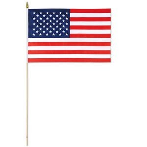 Rayon American Flags w/ 22" Spear Tipped Wooden Dowel