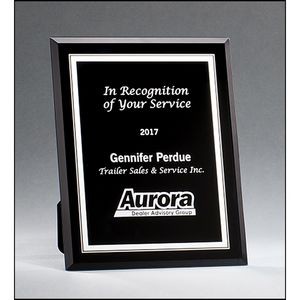 Black Glass Plaque with Silver Borders (6"x8")