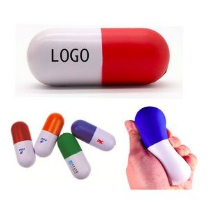 Capsule Pill Shape Stress Ball/Reliever