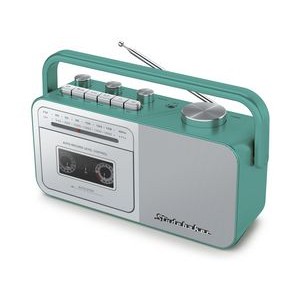 Studebaker Teal Green/Silver Auto Stop Cassette Player w/AM/FM Radio