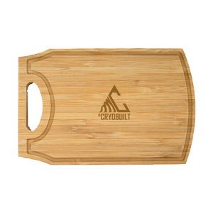 17" Original Shape Bamboo Cutting Board with Juice Groove and Handle
