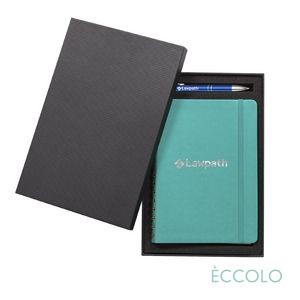 Eccolo® Kabuki Sprial Journal/Clicker Pen Gift Set - (M) 6"x8" Turquoise