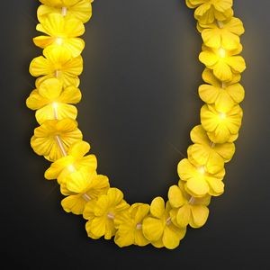 Light Up Yellow Lei Flower Necklaces - BLANK