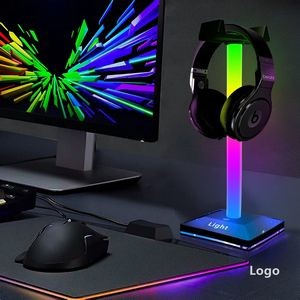 USB LED Desk Atmosphere RGB Light Headset Stand With USB Charging Port