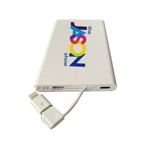 Slim Power Bank with Built-in Cable - 2500 mAh