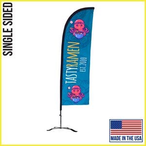 9ft Single Sided Premium Straight Flag with Black X Base - Made in the USA
