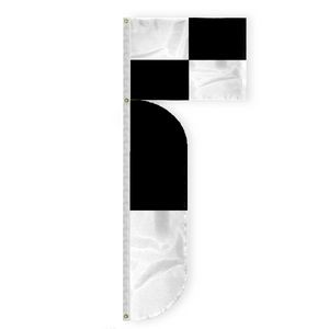 2.5'x3.3'+7.5'x1.65' Nylon Black & White (Quartered- Printed ) High Visibility Flag with Grommets