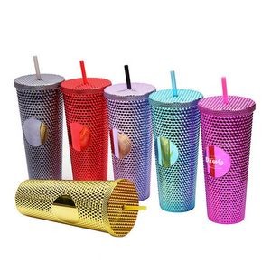 24 OZ Studded Double Walled Tumbler with Proof Lid & Straw (Economy Shipping)