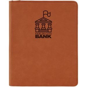 9 1/2" x 12" Rawhide with Zipper Laserable Leatherette Portfolio with Notepad