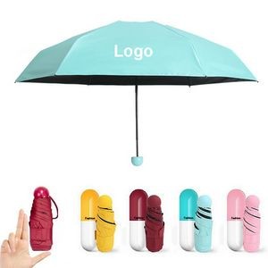 Mini Portable Ultra Light Folding Compact Pocket Umbrella With Cute Capsule Case