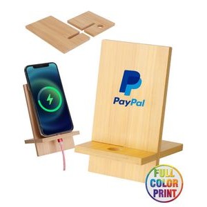 Union Printed - Detachable Phone Stand made with Genuine Bamboo - Full Color Logo