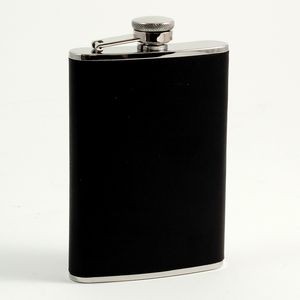 8 Oz. Black Leather Flask
