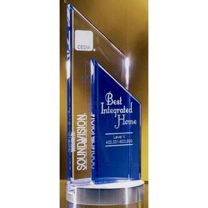 9½" Blue/Clear Crystal Double Peak Tower Award
