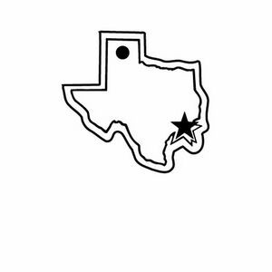 Texas State Outline w/Star Key Tag - Spot Color