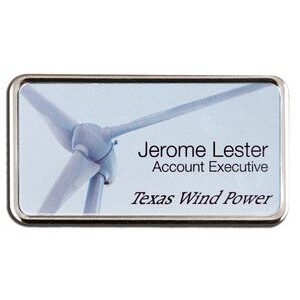 Sublimated Framed Name Badge-Nickel Silver Insert (1 5/8" x 3")
