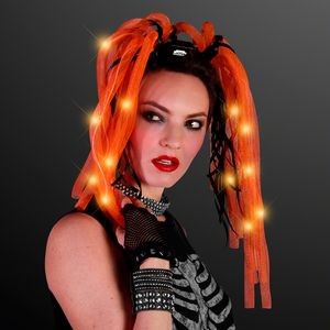 Promotional Orange Noodle Headband w/ Black Ribbons - Domestic Imprint