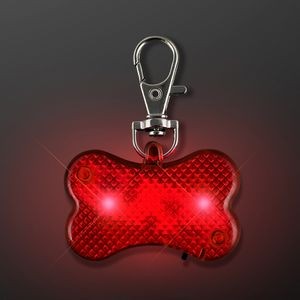 Red LED Dog Bone Pet Safety Light - BLANK