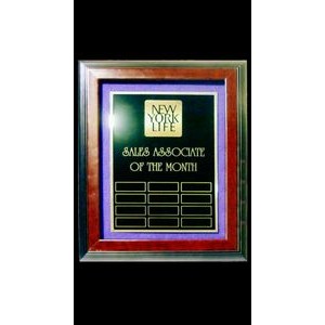 Walnut Finish Shadow Box Perpetual Plaque with 12 Metal Plates - 14" x 17"