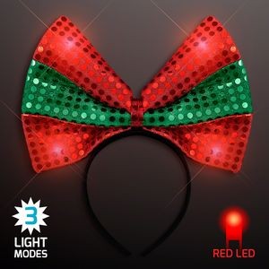Light Up Festive Christmas Bow Headbands - BLANK