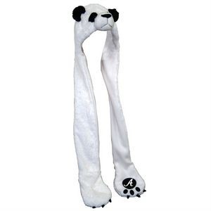36" Panda Mascot Hoodie Hat w/ Attached Mittens