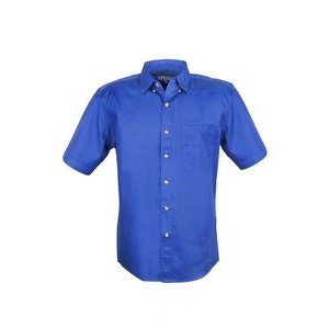 MEN EASY CARE COTTON BLEND DRESS SHIRTS SHORT Sleeve(Blue) (S-4XL)